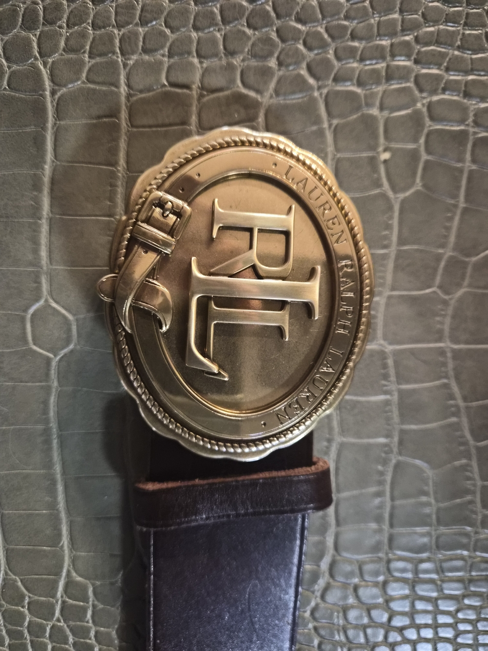 Lauren Ralph Lauren Womens Gold RL Medallion Belt